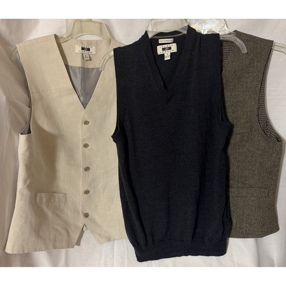 Lot Of 3 Joseph AbboudVests Linen Blend Wool Blend Merino Wool Sweater SMALL